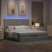 Vidaxl Otomanski posteljni okvir z vzmetnicami taupe 200x200 cm blago