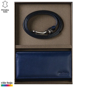 Princ Leather Ženski poklon set novcanik i kaiš, Teget