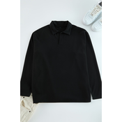 Trendyol Black Oversize Polo Neck Plain Knitted Polo Neck T-shirt