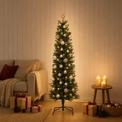 Umetno ozko božično drevesce z božično kroglico 150 cm 150 LED