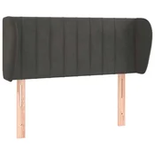 Vidaxl Vzglavje z ušesi temno sivo 83x23x78/88 cm žamet