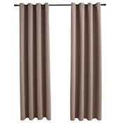 Vidaxl Zatemnitvene zavese s kovinskimi obročki 2 kosa taupe 140x225cm