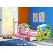 Deciji krevet ACMA II 140x70 F + dusek 6 cm PINK20