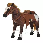 Homestar Gugalnik konjiček 85x28x60 cm rjav in bel pliš