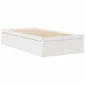 Vidaxl Posteljni okvir brez vzmetnice bel 75x190 cm trdna borovina