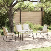vidaXL Set vrtn furniture z blazino 4 pcs Črna in anthracit