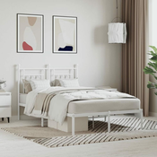 Greatstore Kovinski posteljni okvir z vzglavjem bel 120x200 cm