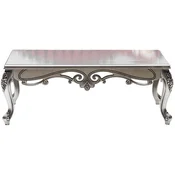 Casa Padrino luxury baroque coffee table silver - Rectangular solid wood living room table in baroque style - Baroque furniture - Luxury furniture in baroque style - Baroque furnishings