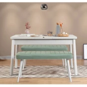 Hanah Home Set Trpezarijski sto i 2 klupe Santiago 0400, Zeleni