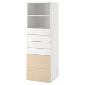 SMASTAD / PLATSA Biblioteka, bela breza/s 6 fioke, 60x57x181 cm