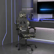 vidaXL Gaming stol z oporo za noge črno in kamuflažno umetno usnje