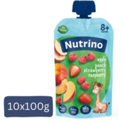 Nutrino Pire od voca, Jabuka, breskva, jagoda i malina, 100g, 10 komada