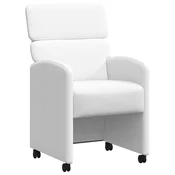Vidaxl Jedilni stoli s kolesi 2 szt. Bela 58 x 65 x 98 cm Umetna koža