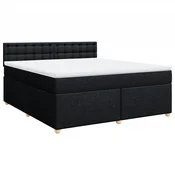 Vidaxl Box spring postelja z vzmetnico črna 180x200 cm blago