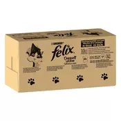 Jumbo pakiranje Felix Sensations vrečke 120x85 g - Raznolikost okusov (govedina, piščanec, raca, jagnjetina)