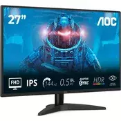 AOC Gaming monitor 27B36X, 27, IPS, 1920x1080, 144Hz, 0.5ms MPRT, HDMI,DP, Adaptive sync, VESA, Crni