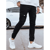 Mens Black Denim Cargo Pants Dstreet