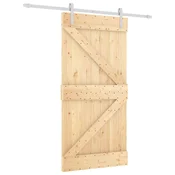 Vidaxl Drsna vrata Naravna in bela 100 x 210 cm Trdna borovina
