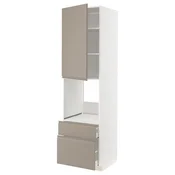 METOD / MAXIMERA Vis.el.pec s fiok/2frnt/srd/g.fiok, bela/Upplöv tamnobež, mat, 60x60x220 cm