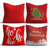 Aberto Design NYXMAS06 Set od 4 dekorativnih jastuka, 43 x 43 cm, Crveni