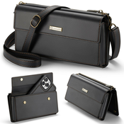 Ženska torbica CaseMe Crossbody- elegantna torbica za pametne telefone, denarnico, kozmetiko in druge manjše pripomočke - črna