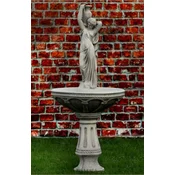 Casa Padrino baroque fountain woman with jug gray A� 78 x H. 175 cm - Magnificent garden fountain in baroque style - Round garden decoration stone fountain - Baroque garden decoration accessories