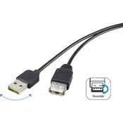 Renkforce USB 2.0 podaljšek [1x USB 2.0 vtič A - 1x USB 2.0 vtičnica A] 1.80 m črn uporaben na obeh straneh