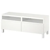 BESTA TV stalaža s fiokama, bela/Västerviken/Stubbarp bela, 120x42x48 cm