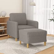 Fotelja s tabureom smedesiva 60 cm od tkanine