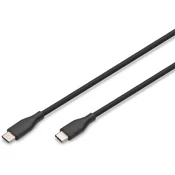 Digitus Silikonski kabel USB-C na USB-C, 60W, 0,5m, crni