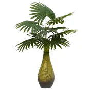 Vidaxl Umetna rastlina palme 9 listov 65 cm zelena