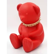 Casa Padrino luxury designer decorative figure teddy bear with collar red/gold H. 31 cm - Resin decorative sculpture - Luxury decorative figure - Designer decorative figure - Luxury accessories