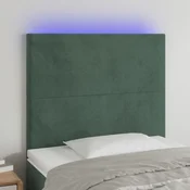 Vidaxl vidaXL Vzglavje postelje z LED diodo temno zeleno 80x5x118/128 cm žametno