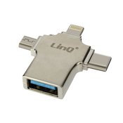 LINQ 3 v 1 Lightning, USB-C in Micro-USB na USB ženski OTG adapter, LinQ Compact 100Mbps prenos - srebrn, (21262058)