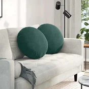 Jastucici za sjedenje 2 pcs Tamnozelena O50 x 19 cm Baršun