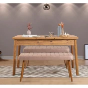Hanah Home Set Trpezarijski sto i 2 klupe Santiago 0900, Bež