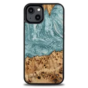 Bewood Unique Uranium etui iz lesa in smole za iPhone 15 Plus (modro-bel)