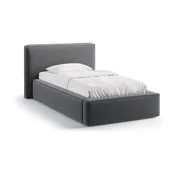 Siva oblazinjena postelja s prostorom za shranjevanje in z letvenim dnom 90x200 cm Jodie – Micadoni