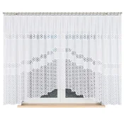 shumee Adrianna - Že izdelana žakard zavesa z izrezom na dnu - 400x160 cm - bela