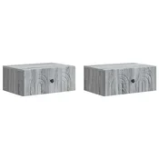 vidaXL Stenski nočni omarici 2 pcs Siva Sonoma 49 x 34,5 x 20 cm