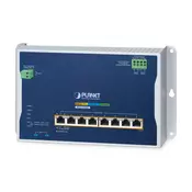 PLANET Industrial 8-Port Wall-mount Switch WGS-4215-8P2X Upravljano L2+ Gigabit Ethernet (10/100/1000) Power over Ethernet (PoE) Modra, Kovinska