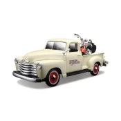 TOBAR Maisto - Harley-Davidson Custom, 1950 Chevrolet 3100 Pickup + 2001 FLSTS Heritage Springer, 1:24