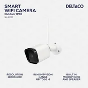 DELTACO SMART HOME WiFi kamera VANJSKA, IP65 certifikat, 2MP, ONVIF, IR noćni mod, BIJELA