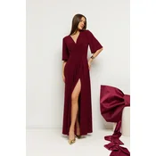 Made Of Emotion Womans Evening dress with a high slit - maroon