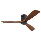 SONNENH Stropni ventilator brez luči, premer 132 cm, tri lesene lopatice, 6 hitrosti, daljinsko upravljanje, časovnik in obratna smer, črno-rjav, za notranje prostore