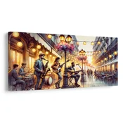 Slika ulični bend ob sončnem zahodu - 120x60