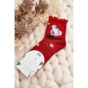 Womens Shiny Christmas Socks with Red Snowman