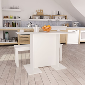 vidaXL Jedilna miza bela 110x60x75 cm iverna plošča