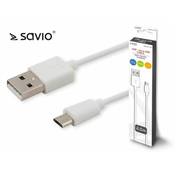 SAVIO kabel savio cl-124 (micro usb - usb 2.0 tip a ; 2m; bela barva)