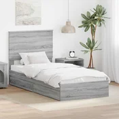 Krevet s od storage Siva Sonoma 90 x 190 cm Konstruirano drvo